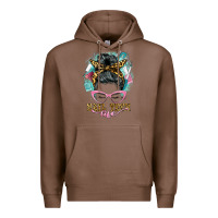 Chestnut nail tech life messy bun Premium Hoodie - BarkalooDesign