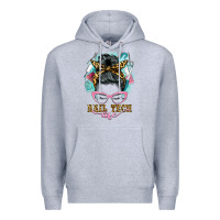 Heather Grey nail tech life messy bun Premium Hoodie - BarkalooDesign
