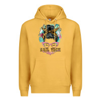 Mustard nail tech life messy bun Premium Hoodie - BarkalooDesign