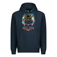 Navy nail tech life messy bun Premium Hoodie - BarkalooDesign