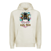 Oatmeal Heather nail tech life messy bun Premium Hoodie - BarkalooDesign