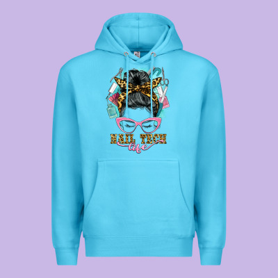 Nail Tech Life Messy Bun Premium Hoodie Designed By Barkaloodesign