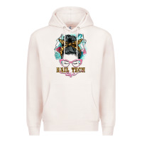 Pale Pink nail tech life messy bun Premium Hoodie - BarkalooDesign
