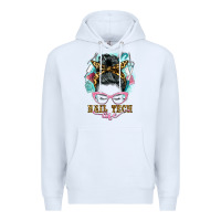 White nail tech life messy bun Premium Hoodie - BarkalooDesign