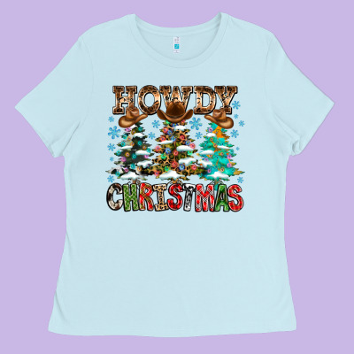 Howdy Christmas Ladies Tee Designed By Cowhidedigitalart