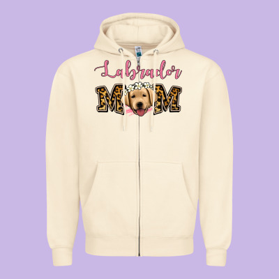 Labrador Mom Zipper Hoodie Designed By Jasminsmagicworld