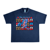 Navy american mama Urban Heavy Tee - CowhideDigitalArt