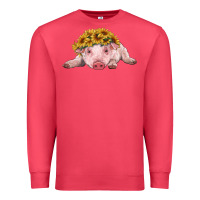 Cardinal baby pig with sunflower headband Premium Sweatshirt - RanaPortraitStore