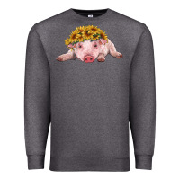 Charcoal Heather baby pig with sunflower headband Premium Sweatshirt - RanaPortraitStore