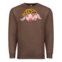 Chestnut baby pig with sunflower headband Premium Sweatshirt - RanaPortraitStore
