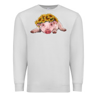 Dove Grey baby pig with sunflower headband Premium Sweatshirt - RanaPortraitStore