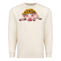 Sandshell baby pig with sunflower headband Premium Sweatshirt - RanaPortraitStore