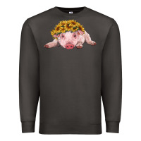 Baby Pig With Sunflower Headband Premium Sweatshirt | Teevron