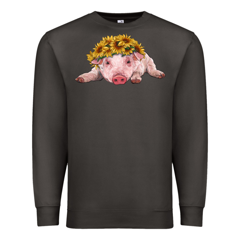 Baby Pig With Sunflower Headband Premium Sweatshirt by RanaPortraitStore | Teevron
