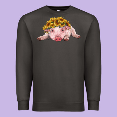 Baby Pig With Sunflower Headband Premium Sweatshirt Designed By Ranaportraitstore