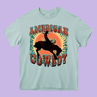 American Cowboy Heavy Core Tee Designed By Fadigitalartstudio