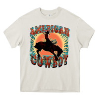 Cream American cowboy Heavy Core Tee - FaDigitalArtStudio