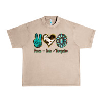 French Oak Peace Love Turquoise Urban Heavy Tee - Jasminsmagicworld
