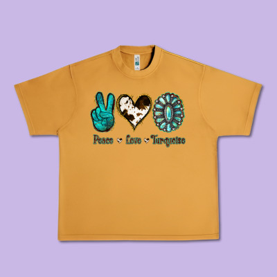 Peace Love Turquoise Urban Heavy Tee Designed By Jasminsmagicworld