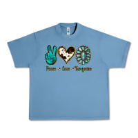 Pebble Blue Peace Love Turquoise Urban Heavy Tee - Jasminsmagicworld