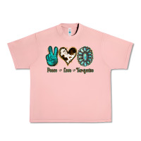 Salmon Peace Love Turquoise Urban Heavy Tee - Jasminsmagicworld