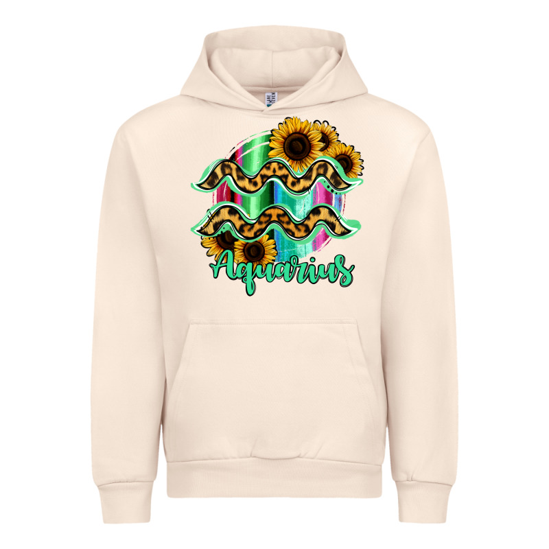 Aquarius Zodiac Sign Sunflower Leopard Serape Urban Hoodie by RanaPortraitStore | Teevron