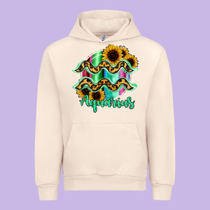Aquarius Zodiac Sign Sunflower Leopard Serape Urban Hoodie Designed By Ranaportraitstore