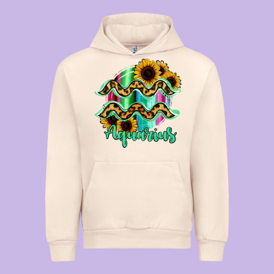 Aquarius Zodiac Sign Sunflower Leopard Serape Urban Hoodie Designed By Ranaportraitstore