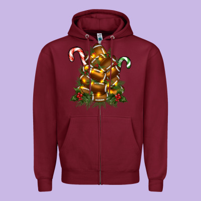 Football Tree Christmas Zipper Hoodie Designed By Ranaportraitstore