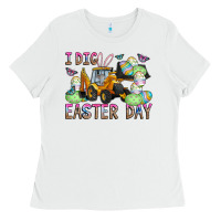 White I Dig Easter Day Ladies Tee - CowhideDigitalArt