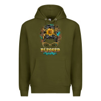 Army Green blessed mama messy bun Premium Hoodie - BarkalooDesign