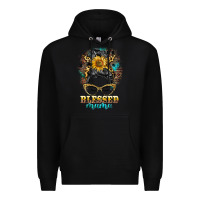Black blessed mama messy bun Premium Hoodie - BarkalooDesign