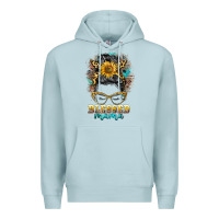 Blue Mist blessed mama messy bun Premium Hoodie - BarkalooDesign