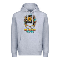 Heather Grey blessed mama messy bun Premium Hoodie - BarkalooDesign
