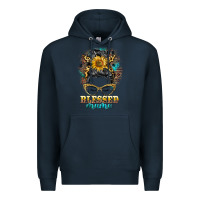 Navy blessed mama messy bun Premium Hoodie - BarkalooDesign