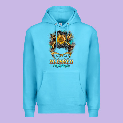 Blessed Mama Messy Bun Premium Hoodie Designed By Barkaloodesign