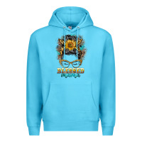 Ocean Blue blessed mama messy bun Premium Hoodie - BarkalooDesign