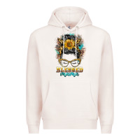 Pale Pink blessed mama messy bun Premium Hoodie - BarkalooDesign