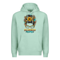 Seafoam blessed mama messy bun Premium Hoodie - BarkalooDesign