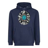 Navy cowhide aztec gemstone Heavyweight Hoodie - RanaPortraitStore