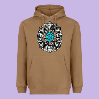Cowhide Aztec Gemstone Heavyweight Hoodie Designed By Ranaportraitstore