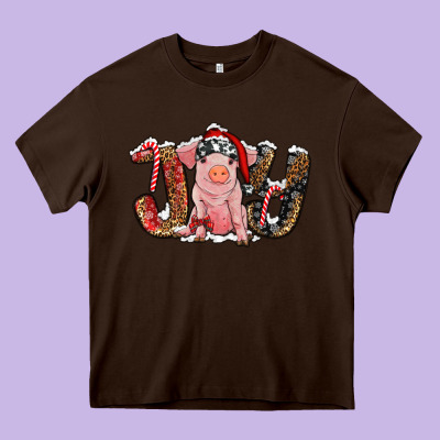 Joy With Pig Heavy Core Tee Designed By Ranaportraitstore