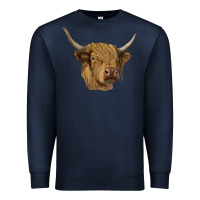 Navy highland cow Premium Sweatshirt - RanaPortraitStore