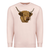 Pale Pink highland cow Premium Sweatshirt - RanaPortraitStore