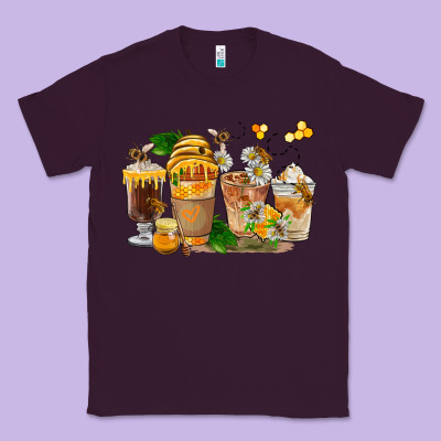 Honey Bee Coffee Cups Classic Tee Designed By Fadigitalartstudio