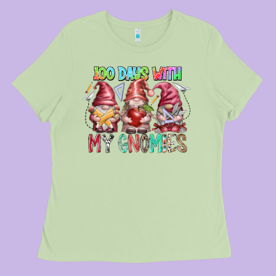 100 Days With My Gnomies Ladies Tee Designed By Racoondesign
