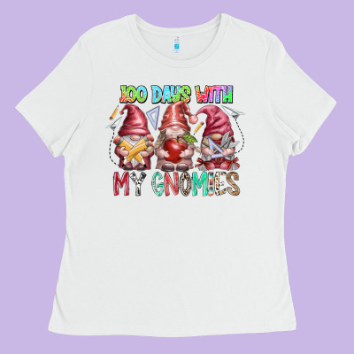 100 Days With My Gnomies Ladies Tee Designed By Racoondesign
