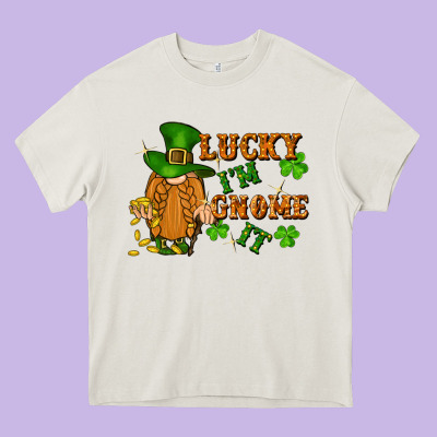 Lucky I'm Gnome It St. Patricks Day Heavy Core Tee Designed By Fadigitalartstudio