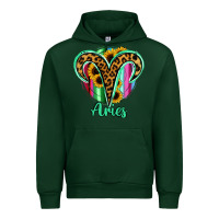 Forest Green Aries Zodiac Sign Sunflower Leopard Serape Urban Hoodie - RanaPortraitStore