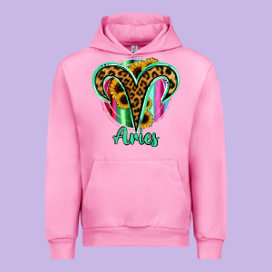 Aries Zodiac Sign Sunflower Leopard Serape Urban Hoodie Designed By Ranaportraitstore